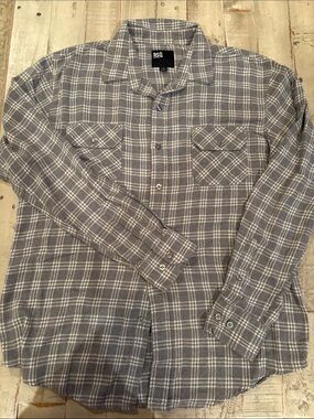 RSQ Collective Gray & White Plaid Flannel